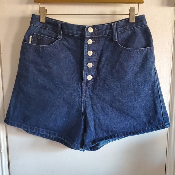 BONGO Pants - VTG BONGO Dark Denim shorts Size 13 Jrs Button Fly High Waist Sailor Western